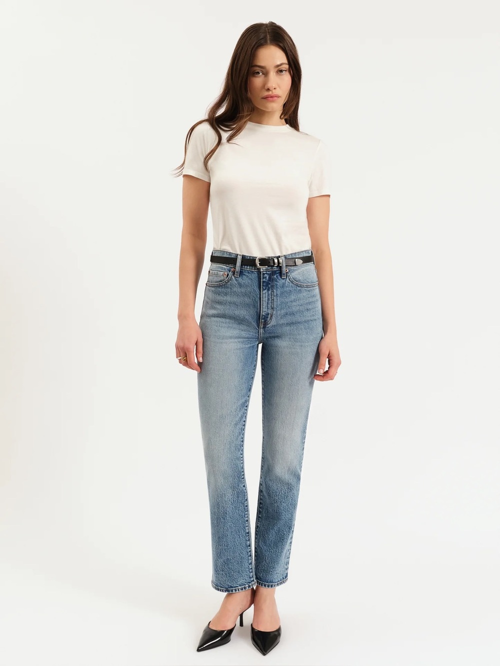 Daze Smarty Pants High-Rise Straight Leg Jeans in Face to Face.